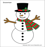 Snowman | Free Printable Templates &amp; Coloring Pages | FirstPalette.com